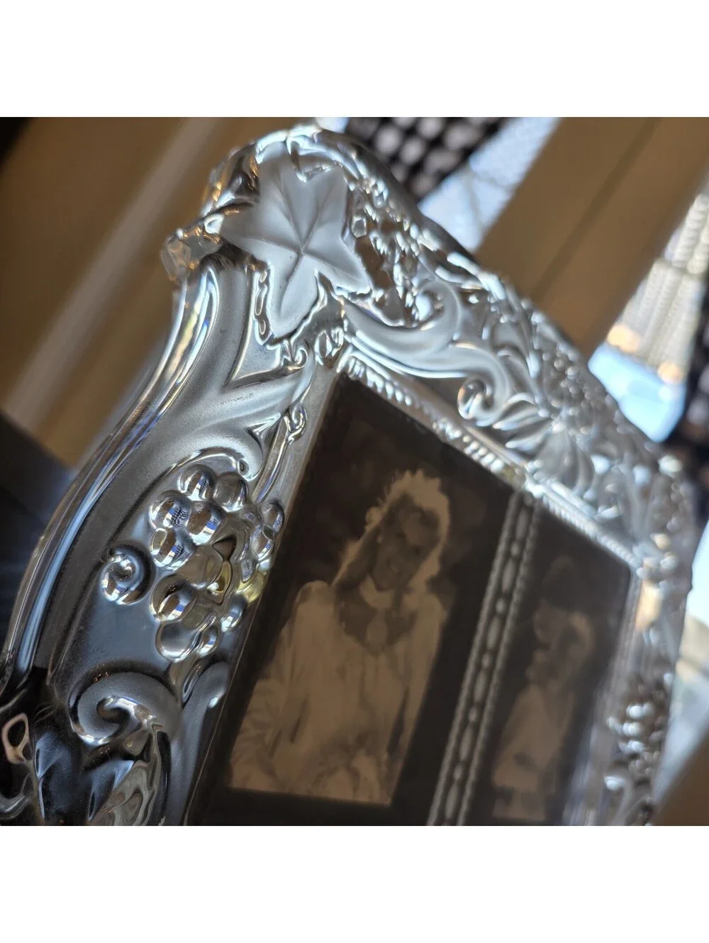 Mikasa Memories Duet Double Glass Picture Frame Floral Grapes Vines VGC